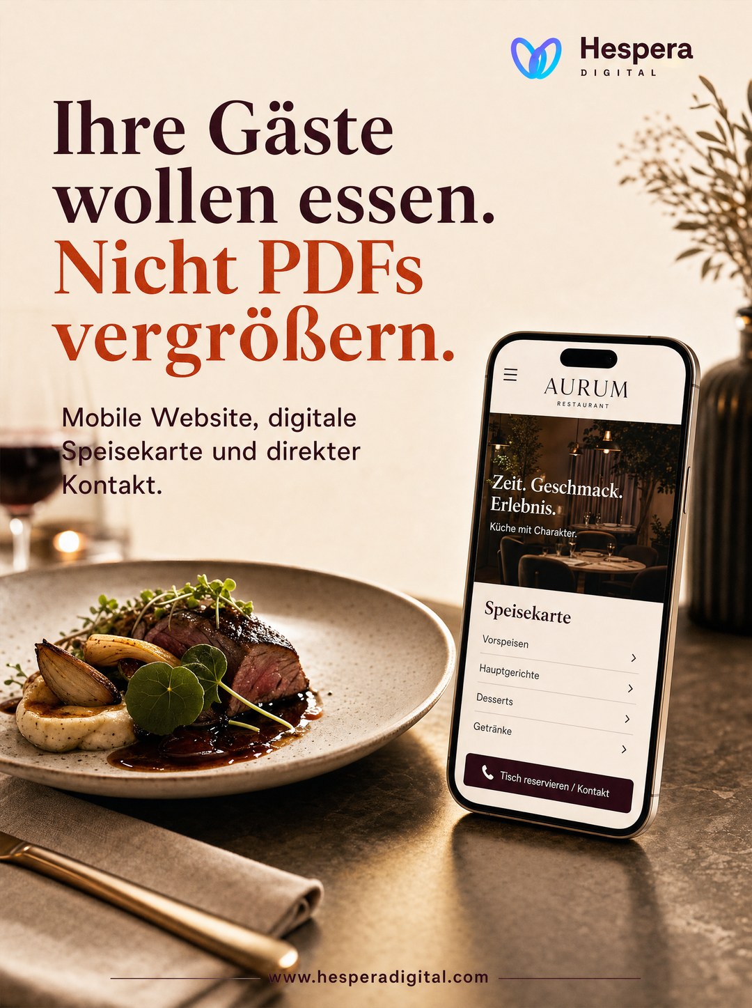 Mobile Website & digitale Speisekarte für Restaurants